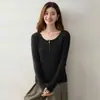 Suéter Básico de Punto Sin Costuras para Mujer, Cuello Redondo, Cremallera Media de 12 Calibres, Ajuste Delgado, Estilo Simple, Nuevo para Otoño 2026