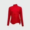 Tricô de Caxemira Feminino Novo Estilo de Inverno Gola Alta Meia Tricô Base com Tricô Plissado Assimétrico Top de Cor Pura