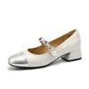 Zapatos de Mujer Zapatos Mary Jane Zapatos de Tacón Grueso Zapatos de Cuero Tacón Alto Estilo Chanel Punta Redonda Colorblock Francés Elegantes Zapatos de Mujer