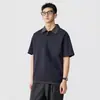 Camisa Polo a Cuadros con Bloques de Color, Estilo Dos Piezas Falso, Cuello Campana y Mangas Cortas para Hombre, Nuevo Estilo de Verano, Fresca y Elegante, Hombros Caídos, Camiseta Holgada