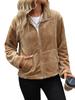 Amazon Estación Independiente 2024 Nueva Chaqueta Transfronteriza de Otoño e Invierno Solapa Europea y Americana Bolsillo de Felpa Cremallera Chaqueta Color Sólido