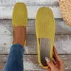Nuevos zapatos planos casuales de punto volador para mujer, sin cordones, puntera cuadrada, verano, talla grande, comercio exterior europeo y americano 2024
