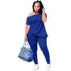 Tk6219 Moda Europeia e Americana Roupas Femininas 2022 Primavera e Verão Novo Estilo Abotoado Gola de Uma Linha Plissado Solto Conjunto Duas Peças
