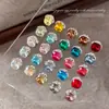 Rhinestones cuadrados gruesos brillantes de 8 mm apilados para arte de uñas, cristal K9 multifacético sin base, bolas de rhinestones apiladas para arte de uñas en rosa, azul y blanco