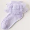 Meias de renda para meninas primavera e outono algodão puro dança infantil Branco Dança Latina verão finas Princesa meninas pequenas meias