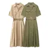 Venta al por mayor 2026 Verano Nuevo Estilo Europeo y Americano Ropa para Mujer con Camisa Cinturada Vestido Midi 26355
