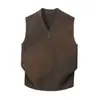 Chaleco suéter para hombre, nuevo estilo otoño/invierno, corte holgado, talla grande, color liso casual, top de cuello en V para usar en capas