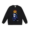 Moletom BAPE com estampa de cabeça de macaco estilo japonês, tendência transfronteiriça, gola redonda, unissex, corte solto, jaqueta de manga curta para outono e inverno