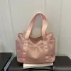 Nova Bolsa Feminina Estilo Japonês Cor Sólida Bolsa Tote Bolsa de Ombro Casual Simples Bolsa para Passeio de Mãe Bolsa de Mão em Lona