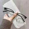 Óculos de Grau de Meia-Armação da Marca da Moda para Homens, Adequados para Lentes de Grau, Armação Quadrada para Rostos Grandes