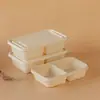 Caja de Almuerzo Biodegradable Desechable Tres Compartimentos Dos Compartimentos Rectangular para el Hogar Picnic Camping Estilo Caja de Embalaje para Frutas Caja de Almuerzo con Compartimentos