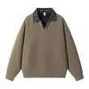 Ropa Masculina ACU Sudadera Falsa de Dos Piezas con Cuello de Solapa para Hombre Nuevo Otoño/Invierno 2026 Camisa Polo Casual Holgada de Cuello V Vintage para Hombre