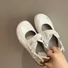 Tênis Mary Jane com Velcro para Mulheres, Cinza Prata, Novidade Primavera/Verão 2026 Estilo Casual, Design Vazado, Tênis Esportivos Versáteis para Mulheres