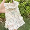Ropa Fina Transpirable Anti-Caída para Perros y Gatos de Primavera y Verano, Arnés Floral Transpirable con Correa, Ropa para Mascotas Bichón, Anti-Suciedad