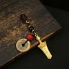 Bronze Dourado Bagua Espada Carro Chaveiro Pingente Homens e Mulheres Bolsa Pingente Estilo Étnico Novo Chinês Cinco Imperadores Cabaça de Dinheiro