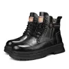 Botas Martin de Cano Alto Botas de Trabalho Masculinas Botas para Uso Externo e Commuting Botas para Esportes e Motociclismo Estilo Britânico Solado Grosso Versátil Casuais Botas de Couro