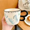 Taza de Souvenir de Mariposa con Cuchara, Taza de Agua de Cerámica de Niña Linda Caja de Regalo, Taza Retro de Niña Taza de Café