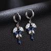 Pendientes de circonita azul y blanca de moda con incrustaciones de piedra de ojo de caballo AAA, joyería clásica, artículos transfronterizos.