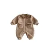 Mono de Invierno Grueso Peludo Estilo Coreano para Gateo de Bebés Niños y Niñas, Cierre de Cremallera con Forro de Felpa, Traje Cálido para Salir