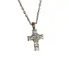 Colgante de Cruz de Plata de Ley S925 con Incrustación Completa de Diamantes, Collar Simple en Forma de O para Mujer, Moderno y Genial, Cadena para Clavícula Estilo Ins de Lujo Ligero