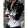 Cardigan Masculino Novo Outono 2025 Transfronteiriço Europeu e Americano Camisa Casual Estampada Masculina Cardigan Camisa de Manga Comprida Masculina