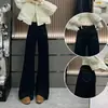 Jeans Preto Feminino Primavera e Verão 2025 Tendência Novo Perna Larga Solto High-end Slim Look Calça Reta Boca de Sino