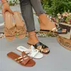 Sandalias planas de color block con punta redonda para mujer, estilo nuevo 2026, tallas grandes europeas y americanas, para uso casual al aire libre