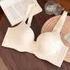 Talla Grande MM Gordita Ropa Interior Sin Costuras Mujer Pecho Grande Panty de Exhibición Pequeño Push-up Reúne Levantamiento Lateral del Seno Sujetador Anti-Caída 200 Jin