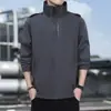 Jaqueta corta-vento com capuz para streetwear e workwear, tecido repelente à água e resistente a manchas, várias cores disponíveis, para primavera, outono, camping, montanhismo, jaqueta casual