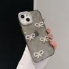Funda para teléfono móvil iPhone16/15PROMAX con lazo de perlas de diamante flash tridimensional para 13/14PRO Apple 12