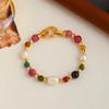 Original Moda Retro Dopamina Natural Stone Freshwater Pearl Handmade frisado colar pulseira novo terno chinês