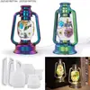 Pegamento de Cristal Resina Lámpara de Queroseno Estilo Camping Lámpara de Noche Lámpara de Mesita de Noche Molde de Silicona Espejo Ruihe