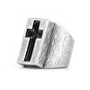Anillo Vintage de Ala Ancha con Cruz de Acero de Titanio Anillo Religioso Simple Exagerado Anillo para Hombre Hip-hop Acero Inoxidable