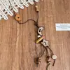Collar Trenzado de Cuerda con Perlas de Piedra Natural para Mujer, Cadena para Clavícula de Piedra Ojo de Tigre Estilo Chino Nuevo Vintage, Accesorio Largo Colgante para el Cuello con Manchas