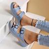 Verano 2024 transfronterizo nuevo comercio exterior sandalias de talla grande moda diamante independiente cuña de una sola tira en stock sandalias casuales