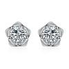 Aretes de tuerca de trébol de cinco hojas para mujer, elegantes, regalo de boda, sencillos, de moda, al por mayor de fábrica, lujo ligero
