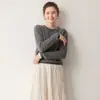 Suéter de cashmere com trança e gola redonda para mulheres, 100% cashmere, de manga comprida, corte solto, pulôver com malha elegante, suéter outono-inverno 2026