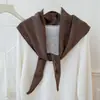 Chal Triangular Tejido de Lana de Color Puro Hueco Estilo Coreano para Mujer Moda Otoño/Invierno Versátil para Superponer Cárdigan Pequeño