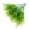 Planta de Plástico Verde Eucalipto Pequeño de 7 Ramas en Maceta Decoración de Pared Planta Artificial de Dinero
