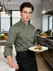 Uniforme de trabalho de chef, de manga comprida, para outono e inverno, adequado para hotéis, restaurantes ocidentais, cozinhas de apoio, padarias e refeitórios; roupas de trabalho respiráveis para homens e mulheres na cozinha