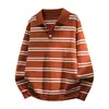 Venta caliente transfronteriza Marca de moda Suéter de punto a rayas con cuello Henley venta directa de fábrica de prendas de punto para hombre