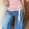 Cinto doce trançado de renda estiloso para mulheres, corda de cintura boêmia de nicho para combinar com vestidos e jeans, acessório