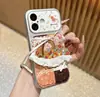 Suporte de Cesta de Flores Estilo Coreano Capa de Celular Compatível com iPhone 16 Pro Max Capa de Celular Apple 17 Capa de Transformação Instantânea Galvanizada