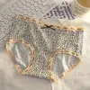 Calcinhas de Renda com Estampa de Leopardo Doces e Picantes para Mulheres, Tanga Feminina Sexy e Confortável com Renda na Barra e Forro Antibacteriano