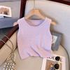 Foto Real de Chaleco de Tirantes Estilo Pequeño Fragante para Mujer de Verano Delgado Tejido Casual Chic Francés Diseño de Nicho Top