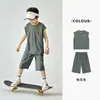 Conjunto de Chaleco para Niños Duoduo 2026 Verano Nuevo Estilo Infantil Secado Rápido Estampado Deportivo Dos Piezas Conjunto Moderno
