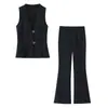 Moda Elegante Otoño 2025 Top de Crepé con Hebilla Elegante 1165060 Diseño Pantalones de Campana 1165340