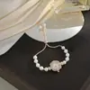 Pulsera de Perlas Incrustadas con Diamantes de Lujo Ligero para Mujer, Reloj para Mujer Estilo Deslizante Ajustable, Elegante y Moderno Reloj de Cuarzo al por Mayor