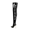 Botas Britânicas de Couro Patente Novo Estilo Acima do Joelho, Botas de Cavaleiro que Mostram as Pernas, Três Tipos de Botas Femininas de Salto Alto, Botas para Pole Dance, Sapatos de Exportação