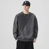 Roupas Masculinas Fengshe / Marca Moderna Moletom Versátil Solto de Peso Pesado 300G com Gola Redonda para Homens, Blusa de Retalhos para Primavera e Outono